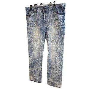Thrill Denim‎ Jeans Pants Mens Blue Acid Wash Distressed as 42/33 measures 44/33